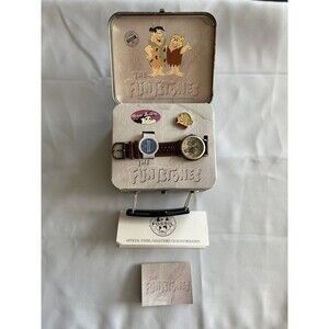 The Flintstones Fossil Watch 1993 Vintage With Tin And Barney‎ Pin